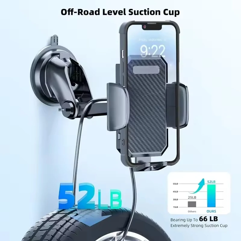 شفط كأس حامل هاتف السيارة 360 °   دعامة تثبيت عالمية للوحة القيادة على الزجاج الأمامي لهاتف iPhone Samsung Xiaomi Huawei