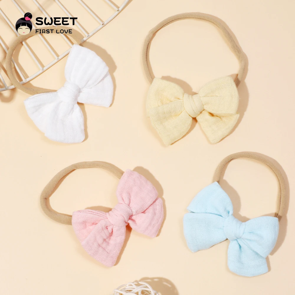 100 Pcs/Lot Baby Girls Hair Bow Knot Tie Grosgrain Ribbon Bows Rubber Band Ribbon Hair Bands for Girl Teens Kid Infant Toddler