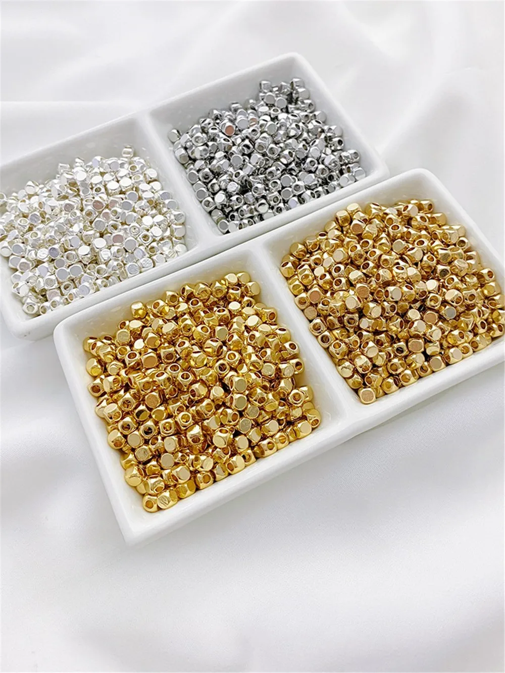 14K Gold Coated Small Square Beads Separated Scattered Beads Cut Angle Beads DIY String Bracelets Necklaces Materials Accessoriy