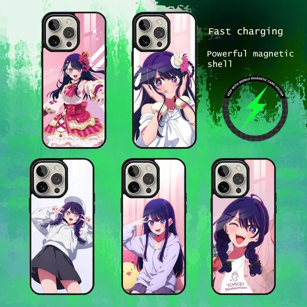 

O-Oshi N-No K-Ko Hoshino Ai Phone Case For iPhone17,16,15,14,13 Plus,Pro Max Magnetic For Magsafe Wireless Charging