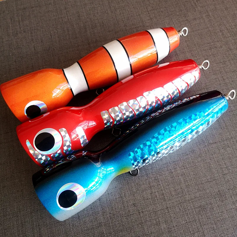 Wood Trolling Lure 65g90g120g140g Big Game Topwater Surface Popper Pencil Stick Lure Saltwater Boat Fishing Bait Casting Leurre