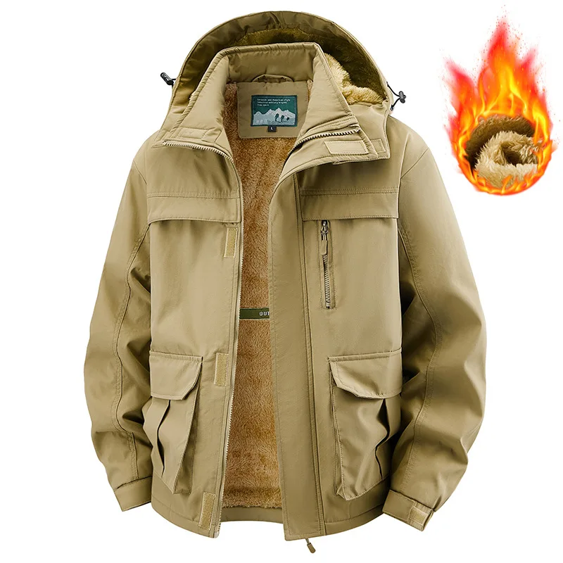 

Autumn Winter Men's Solid Color Simple Basic Casual Trendy Pockets Thicken Zipper Sweatshirt Coats Male New Fashion Clothes Tops