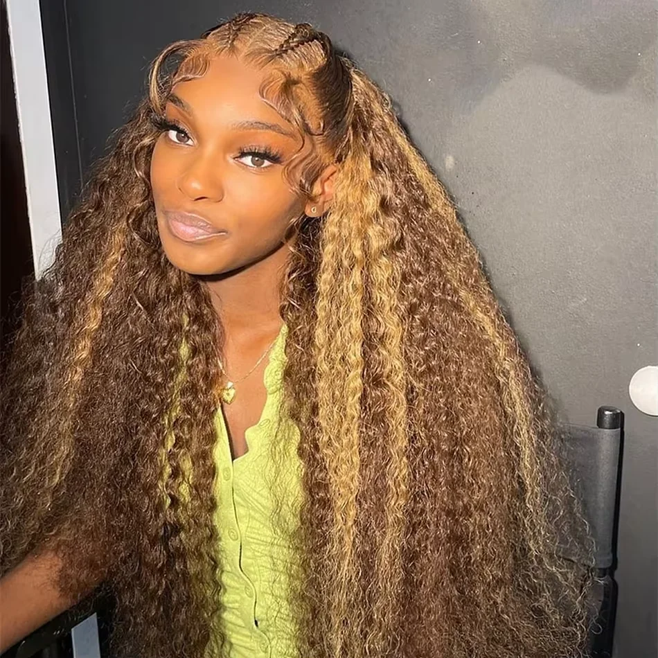 

46 30Inch 250 Density Highlight Wig Human Hair Deep Wave 13x6 HD Lace Frontal Human Hair Wig 13x4 Lace Frontal Wigs Curly Wigs