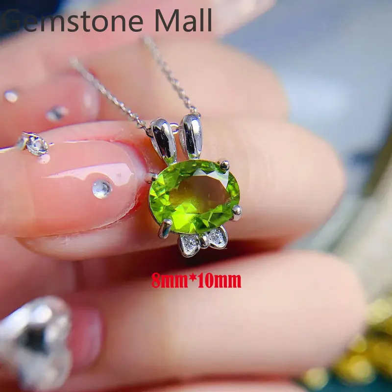 100% Natural Peridot Jewelry Set Total 5ct Peridot Ring and Necklace Pendant 925 Silver Jewelry with 3 Layers 18K Gold Plating