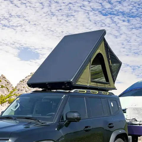 High Quality Aluminum Triangle Clamshell Rooftop Tent Four-season Waterproof Quick Automatic Opening Triple Layer Design