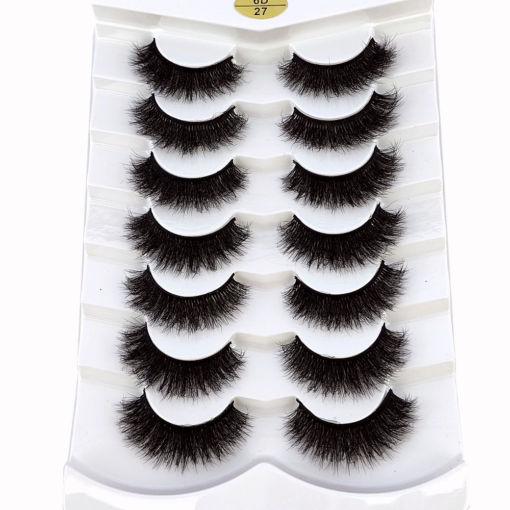 7pairs Natürliche Russische Streifen Wimpern Flauschigen Nerz Wimpern 3D Falsche Wimpern Flauschigen Volumen Wimpern Gefälschte Wimpern Verlängerung Make-Up