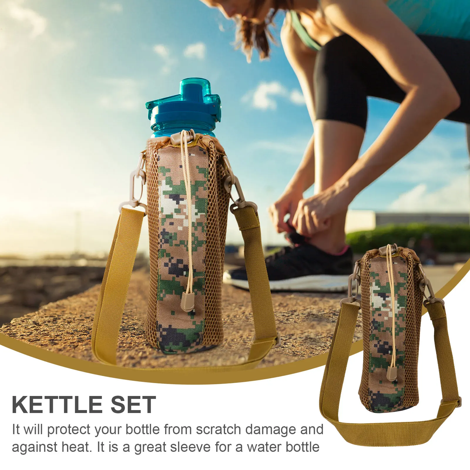 

Water Bottle Bag Insulated Cover Kettle Carrier Mini Holder Storage Pouch Portable Sports Bottle Bag Nylon Cloth Shoulder Strap