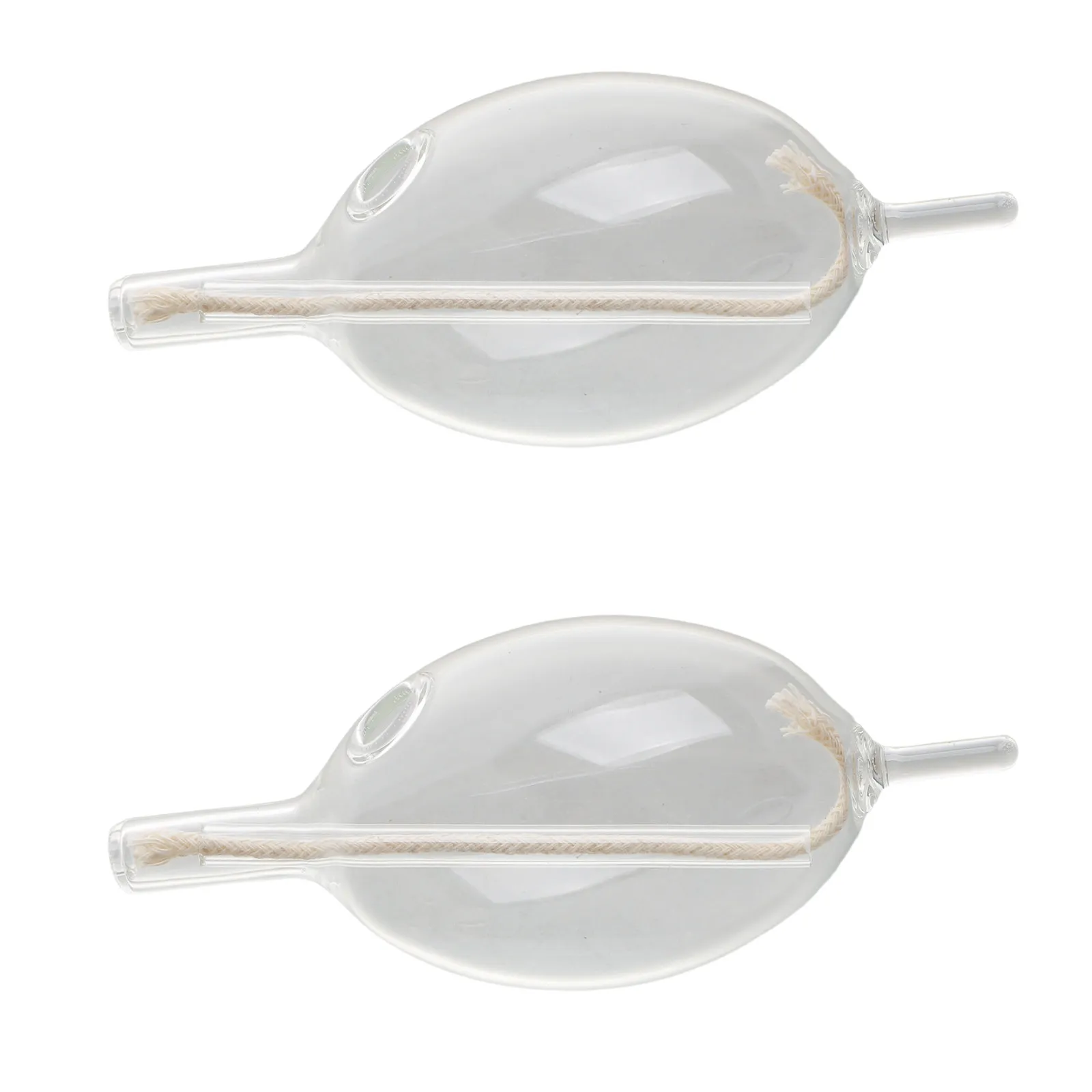 2Pcs Glass Oil Lamp Cups Teardrop Shape Refillable Transparent Wax Holder for Shabbat Shabbos Holders Safe No-Spill Glass