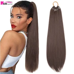 Gerader Pferdeschwanz mit elastischem Band, 61 cm, 81 cm, Kunsthaar, Pferdeschwanz-Extensions, 12 Stränge, Damen-Haarteile, falscher Schwanz für Frauen