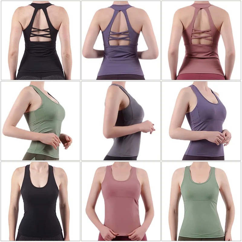 Compression Vest Women Running Sport Cloth Halter Hollow Back Fashion Sportswear Dry Fit Padded Tights New 2024 Yoga Clothing