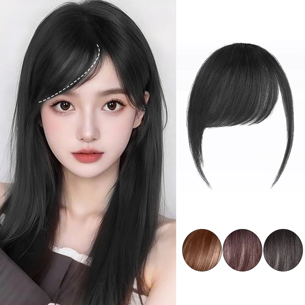 

Synthetic Forehead Ins Hair Fake Fringes Slanted Bangs Wig Female Piece Real Comic Bangs Invisible Wig