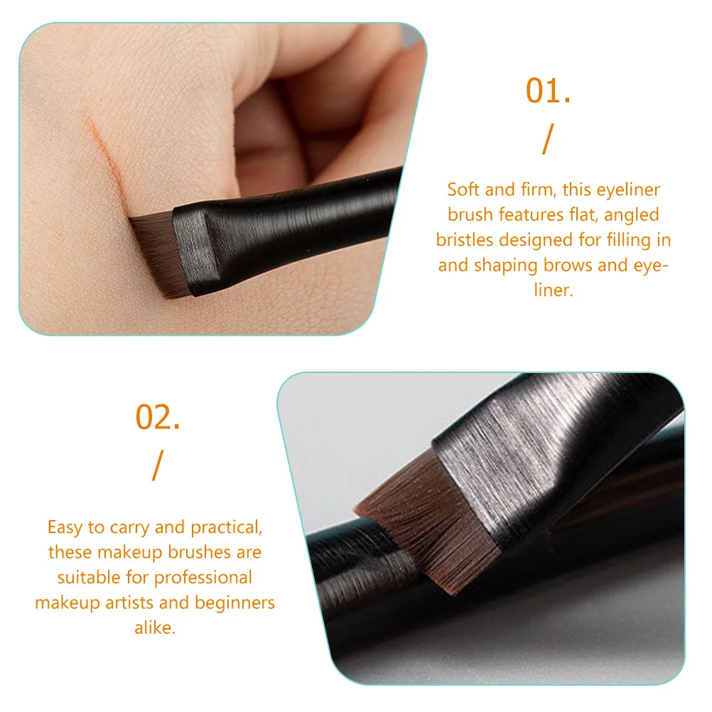3 Sets Make-up-Zubehör, abgewinkelter Eyeliner-Pinsel, ultrafeines Augenbrauen-Werkzeug, bequemer Griff, tragbares Design für natürliche Augenbrauen