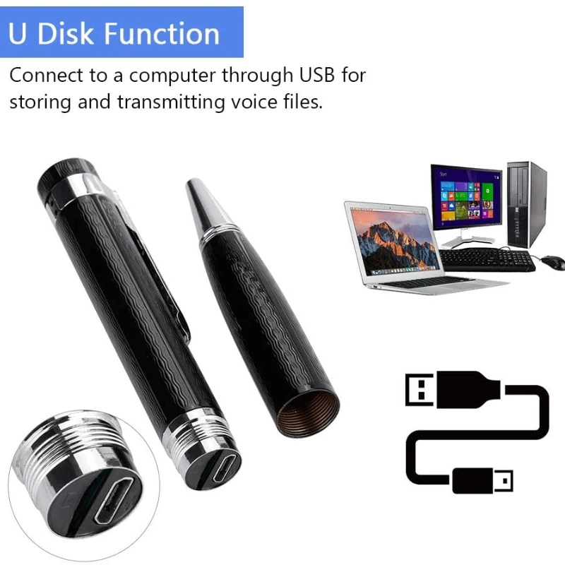 New Recording Pen Digital Voice Recorder One-Key Click Recording Secret Professional Dictaphone Recorder Pen Support TF Card