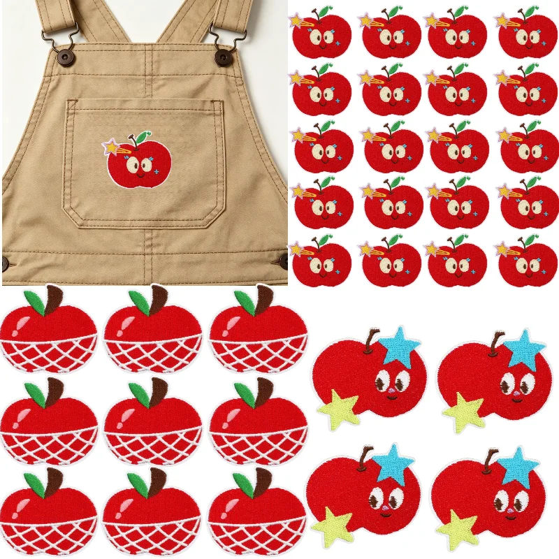 

DIY Apparel Sewing Supplies Iron on Patches DIY Patches Embroidery Ironing Sew Badges Cartoon Apple Embroidery
