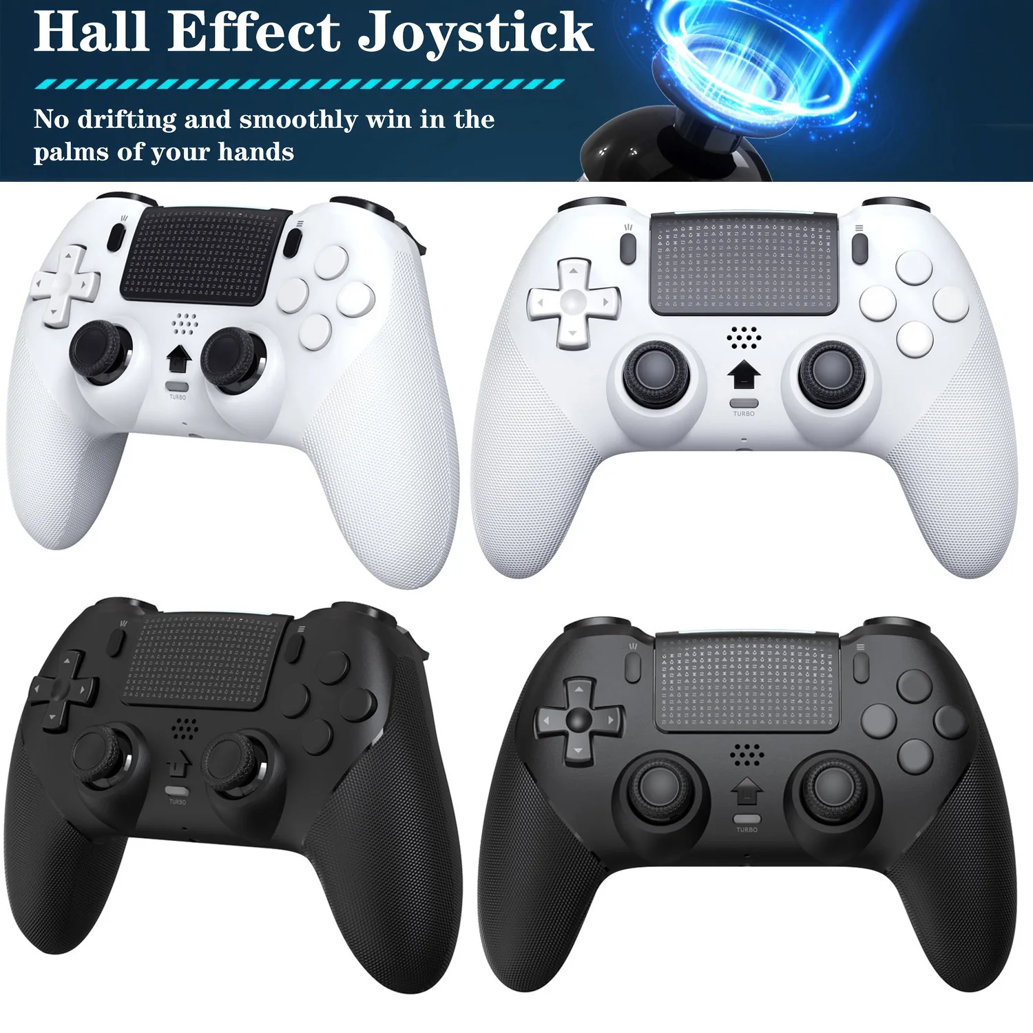 ps5-pro-slim用ホールエフェクト搭載ワイヤレスコントローラージョイスティック、led照明-ターボ-マクロ-デュアル振動-35mmヘッドセットジャック付き