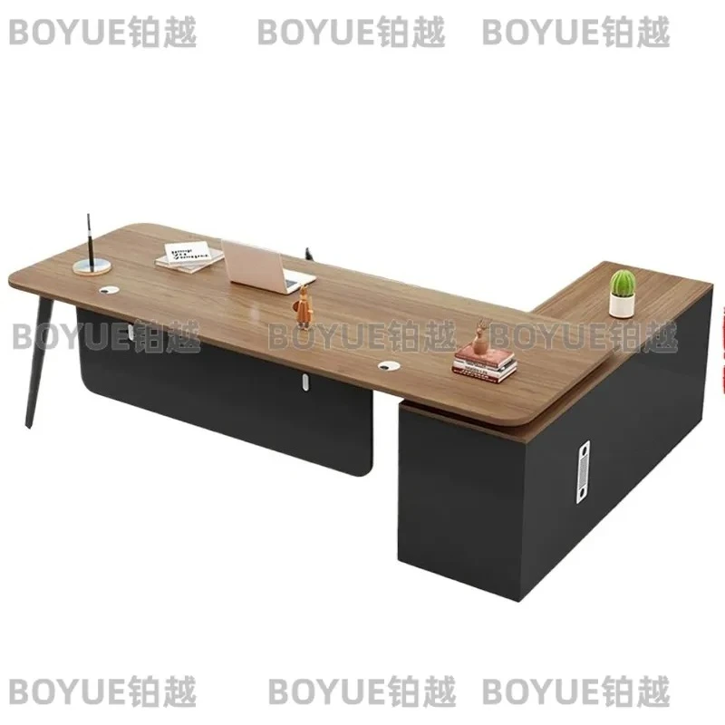 for Simple Modern Office Desk and Chair Combination Manager Single Large Boss Desk Furniture