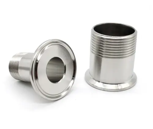 Imagen 2 del producto SP1/4 ""1/2"" 3/4 ""1"" 1-1/4 ""11/2"" 2 ""SS 304 acero inoxidable sanitario virola roscada macho accesorio de tubería adaptador de triple abrazadera DN15-50