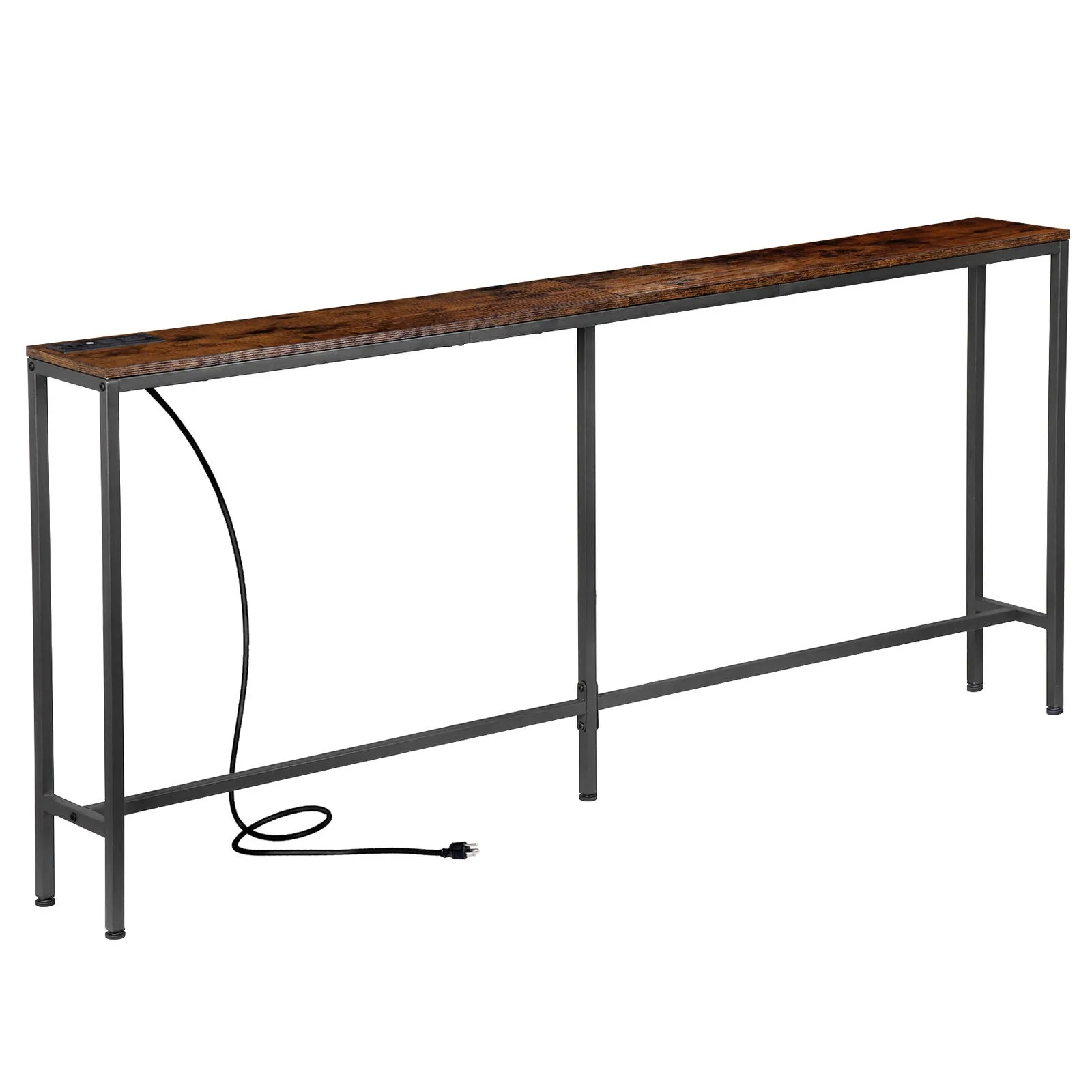 

US Console Table 71" Narrow Sofa Table Industrial Entryway Table with Power Outlet