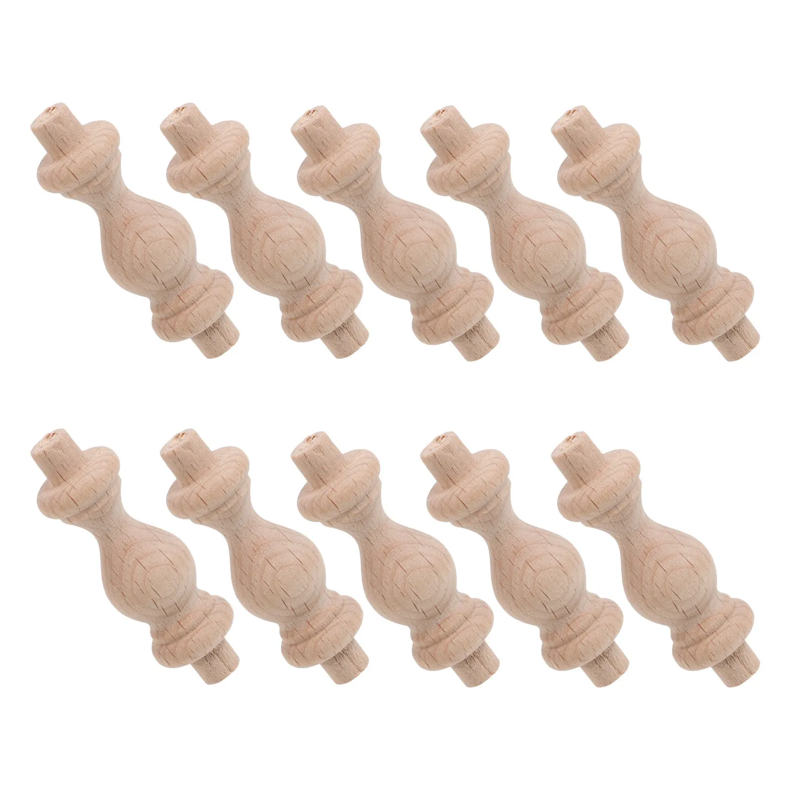 10 Peças de Balaústres de Madeira Estilo Romano Não Pintados, Pinos Decorativos de Madeira Inacabados para Escadas, Móveis e Projetos DIY Domésticos