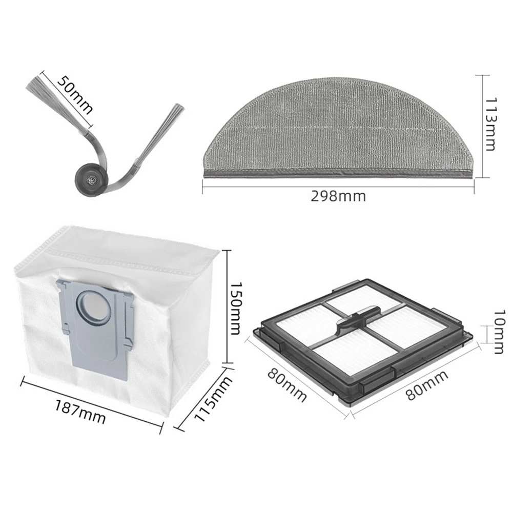 로보락 Q10 X-5+/ Q10P+/ Q10 PF+/ Q8+/Q8 Max Pro+ 가정용 청소 도구용 필터 걸레 천 먼지 봉투 사이드 브러시 키트 1세트