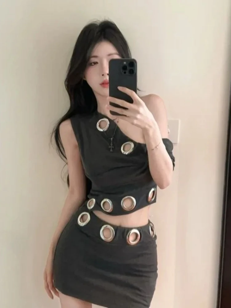 Robe Camisole à col incliné américain pour femmes, Sexy, taille fine, moulante, nouvelle collection été 2025, assortie avec tout