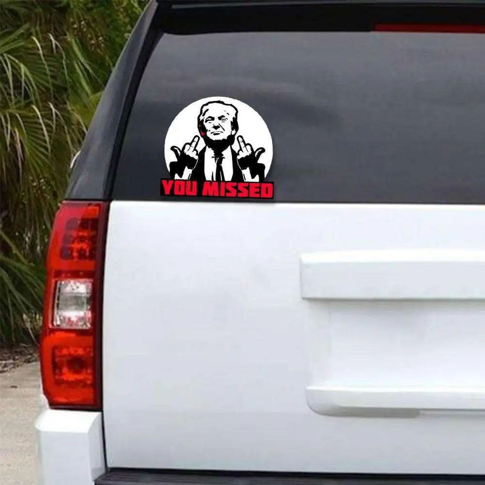 1PC New High-end Fight Creative Stickers Assassination Shooting Rally 2024 Decals President Fight For America Waterproof Sticker