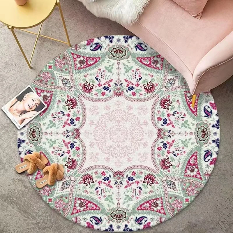 

Bohemia Round Carpet Living room Bedroom Decor Non-slip floor mat Large Lounge Area Rugs Persian Floral Carpet Washable Door Mat