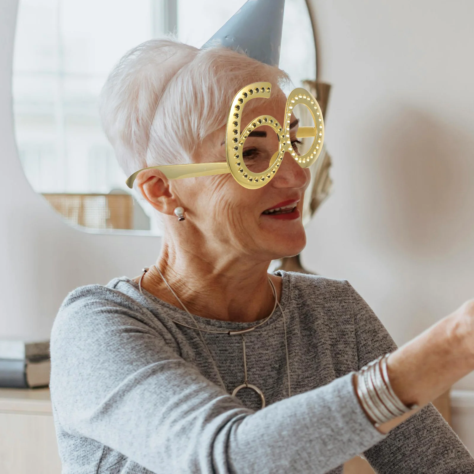 

1pc 60 Number Digital Glasses Birthday Party Photo Prop Lightweight ABS Frame Rhinestone Design Anniversary Celebration Eyewear