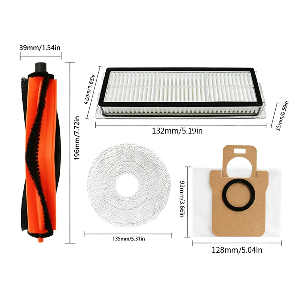 For Xiaomi For Mijia for h50 Pro (0V42GL) Maintenance Kit Featuring Main Brush Side Brushes Filters Dust Bags and Cloths