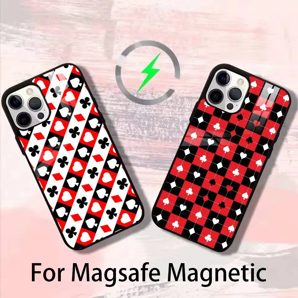 

Card Suit Art Phone Case For iPhone 17,16,15,14,13,12,Plus,Pro,Max for Magsafe Magnetic Wireless Charging