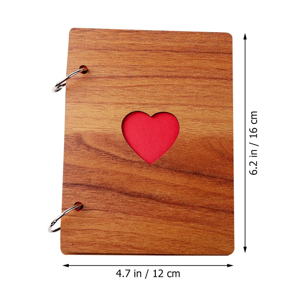Wooden Photo Album Heart Scrapbook Album Wood Cover Travel Memory Book Wedding Anniversary Gift Creative Keepsake