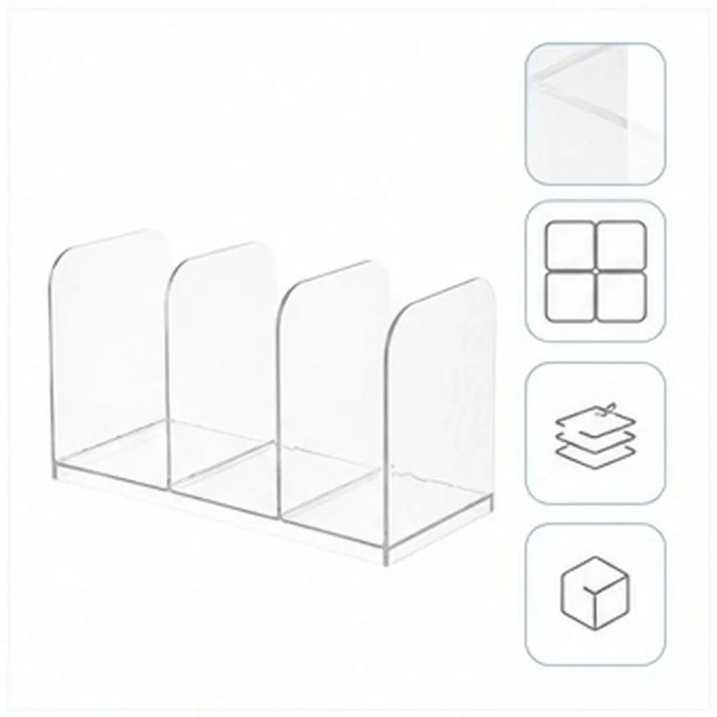 Clear Pet Desktop Book Stand Holder Organizer 4-Section File Office Study Books Documents Magazines Folders Storage