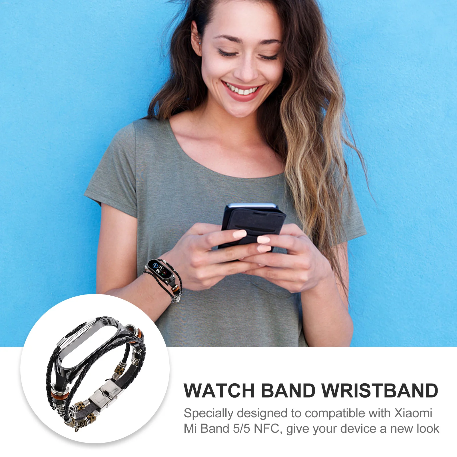 

5 Bracelet Vintage Ethnic Style Metal Buckle Diy Strap Replacement Wristband For 5/5 Smart