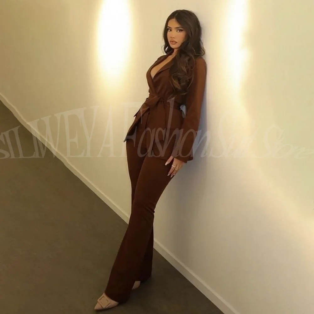 

Элегантный женский костюм по индивидуальному заказу, комплект из 2 предметов, куртка, брюки, облегающий элегантный повседневный офис, шикарная одежда, высокое качество, Conjuntos De Mujer