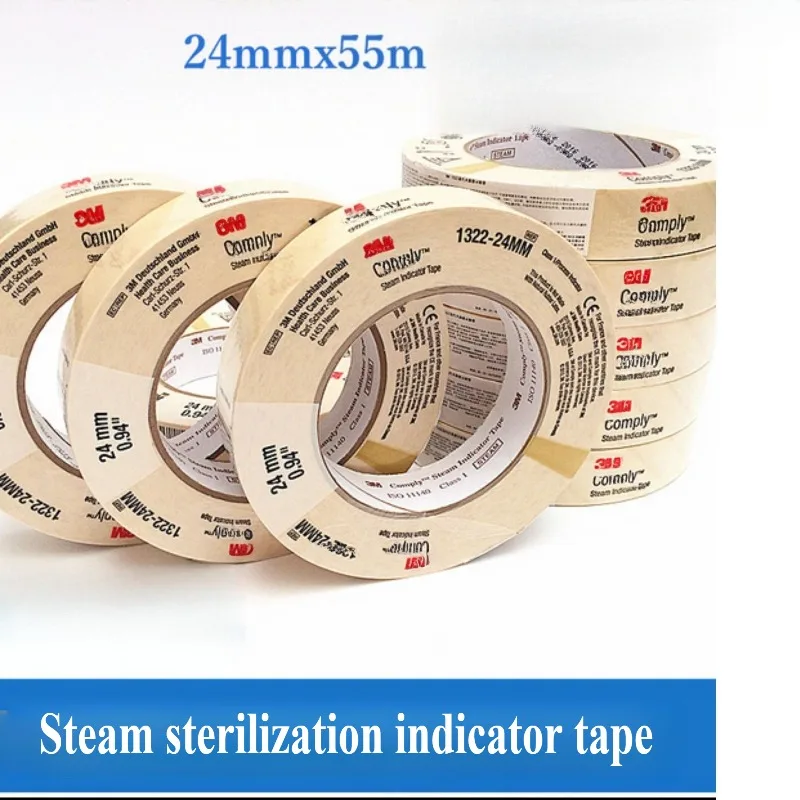 

Dental Material Steam Indicator Tape 1322 Pressure Steam Sterilization Indicator Tape Chemical Testing Tape Discoloration