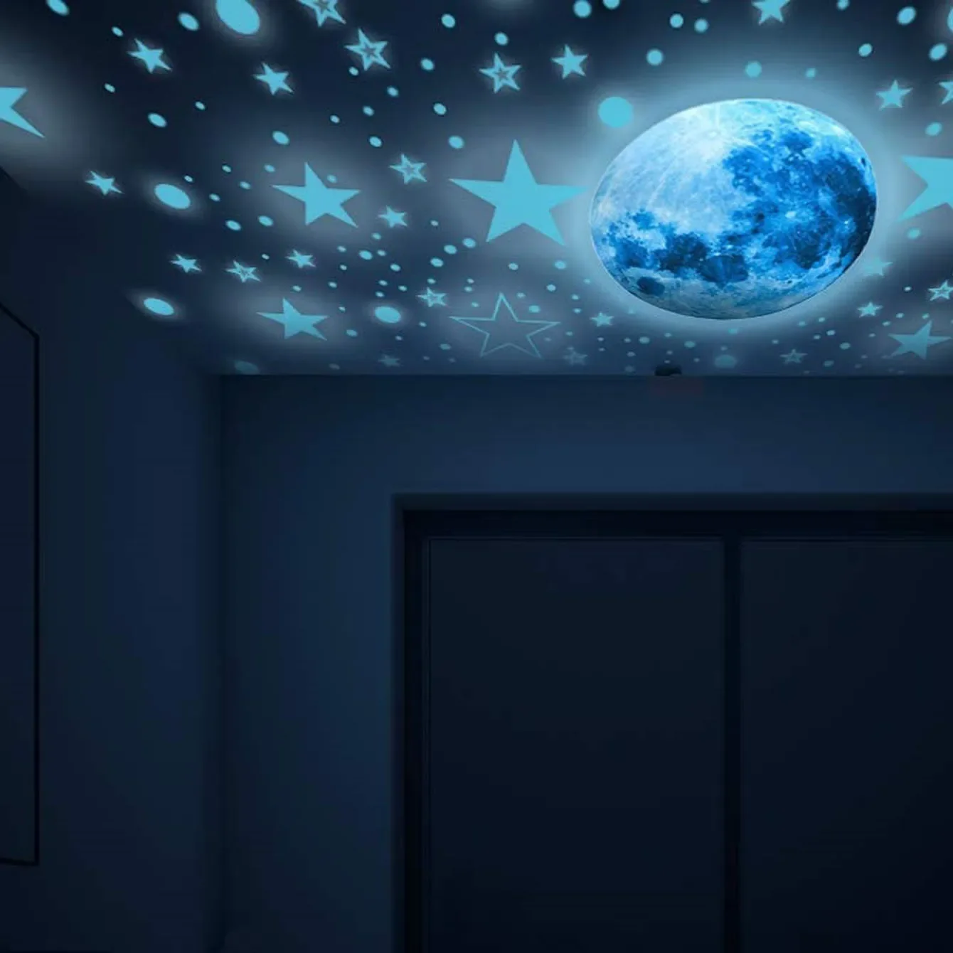 Aesthetic 3D Luminous Moon Star Wall Sticker Glow in The Dark Fluorescent Sticker PVC Home Kids Room Decals Wall Decor Wallpaper