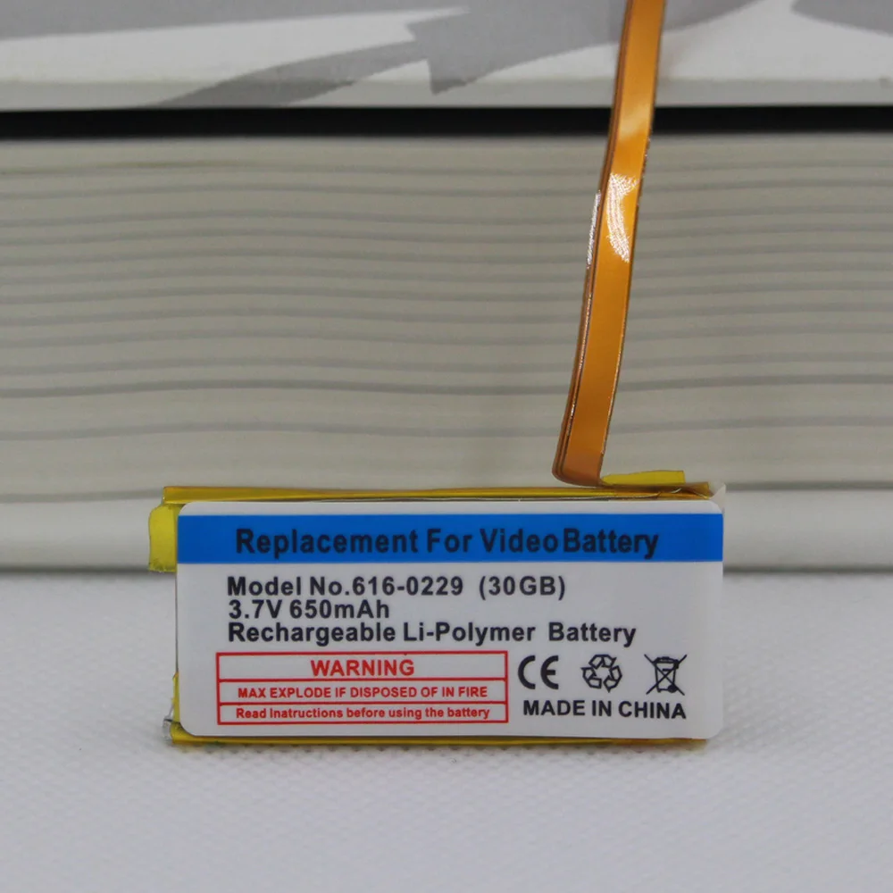 10pcs/lot 650mAh Replacement Battery for iPod Classic Gen 6th 7th 80GB 120GB Thin 160GB for iPod 5/5.5 Gen 30GB 616-0229 Battery