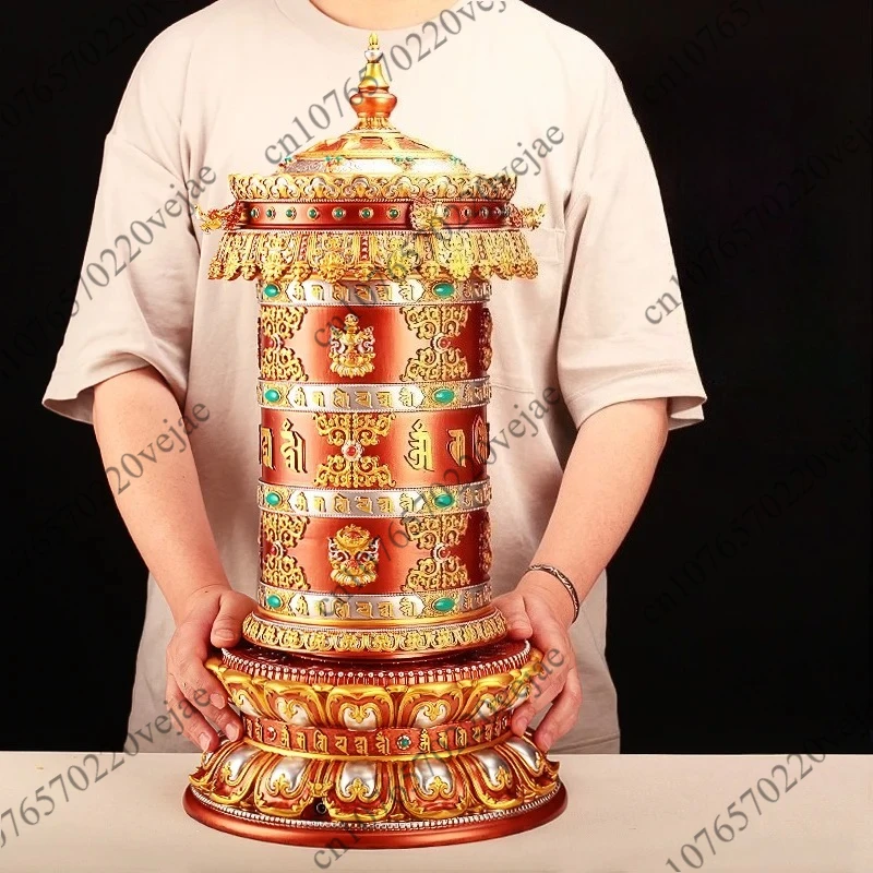 Electric Prayer Wheel Tibet Beads French Building Large Free Plug-in Prayer Wheel Eight Auspicious Symbols Ornaments