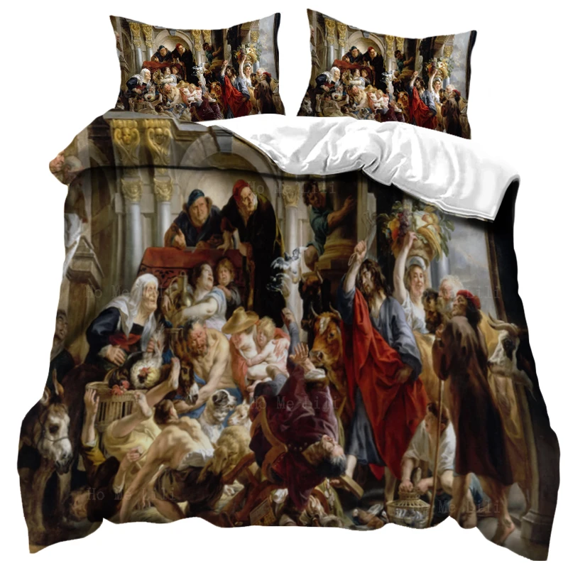 

Jesus Cleanses The Temple Christ And Mary Under Cross Bible Matthew Images Duvet Cover Set By Ho Me Lili Bedding Decor