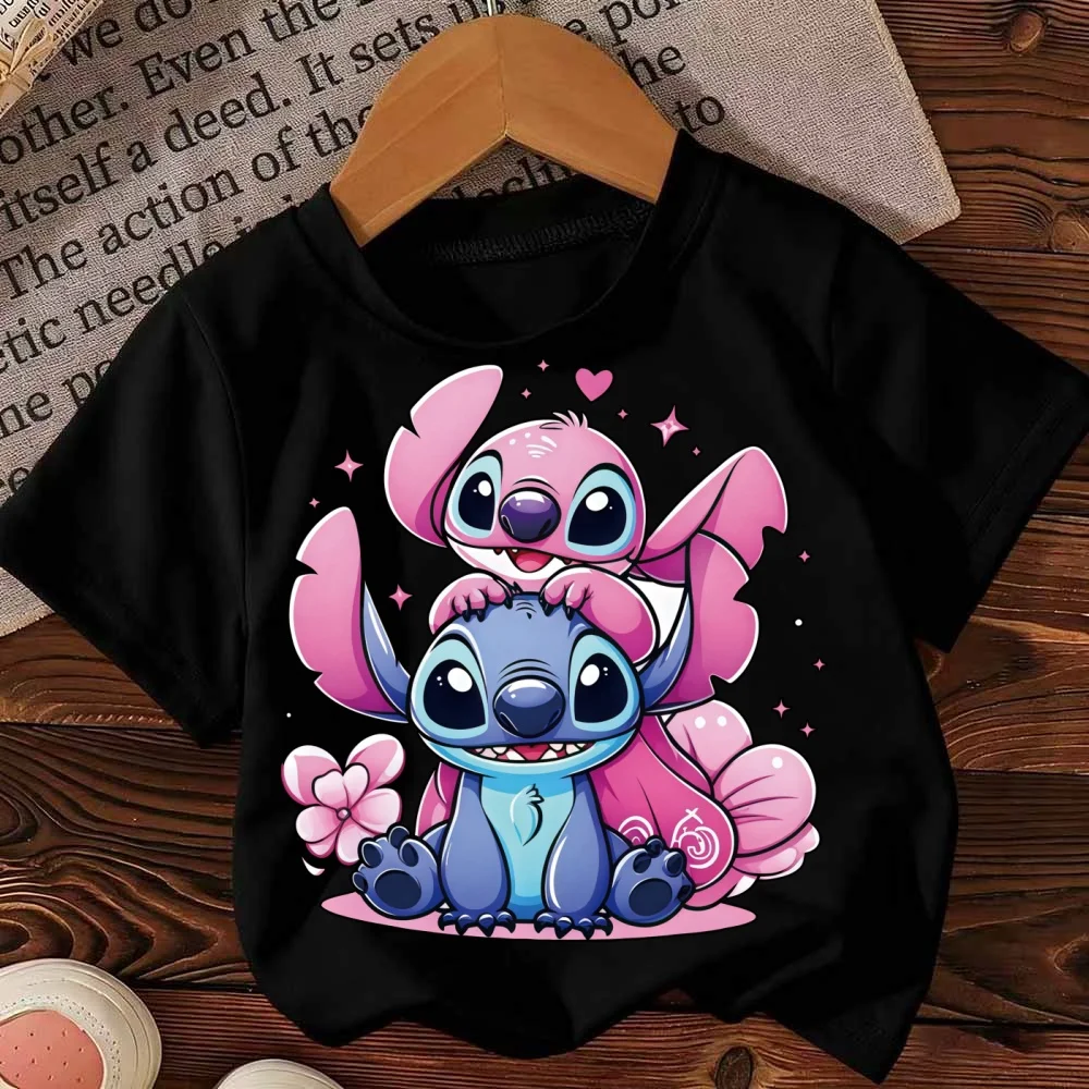 ديزني غرزة 100٪ قطن تي شيرت لطيف زوجين ملابس الوالدين والطفل الصيف موضة عادية مريحة للأطفال تي شيرت