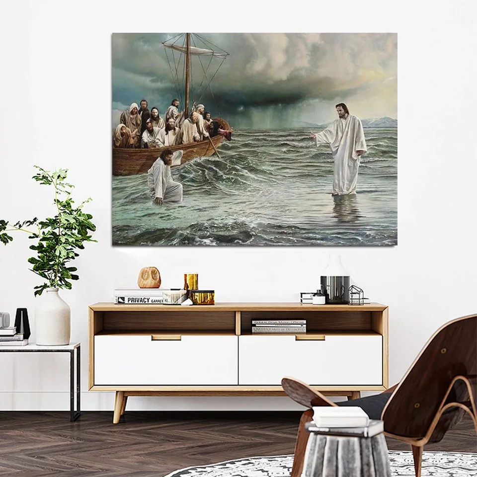 Jesus Christ Walking on Water Diamond Painting New Collection 2022 Picture Diamond Mosaic for Living Room Home Decoration