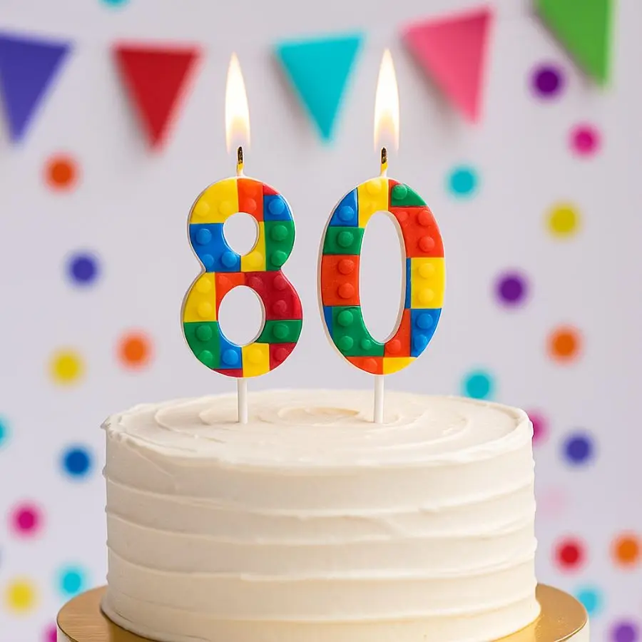 1 PCS  Colored Building Block Shaped Digital Candle Cake Decoration 0-9 Birthday Baking Decoration Plugin minnie mouse astronaut