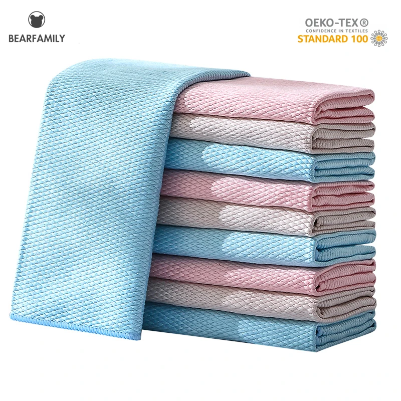 6PCS Kitchen Anti-Grease Wiping Rags Efficient Fish Scale Wipe Cloth Cleaning Cloth Home Washing Dish Cleaning Towel 30*30cm