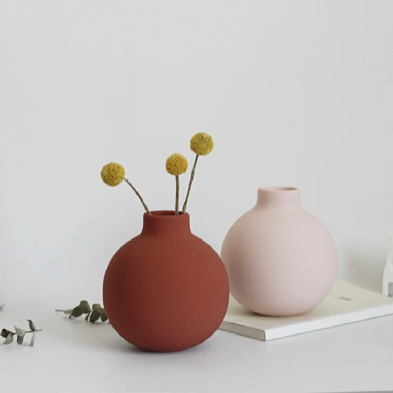 Home Decorations Nordic Ceramic Vase Morandi Matte Dry Flower Arrangement Container Home Hotel Desktop Tabletop Decor Ornament