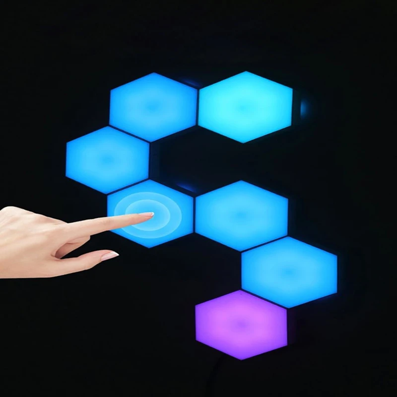 

LED RGB Quantum Lamp Hexagon Light DIY LED Colorful Night Light Wall Lamp Touch Sensor LED Honeycomb Light USB Modular Lamp