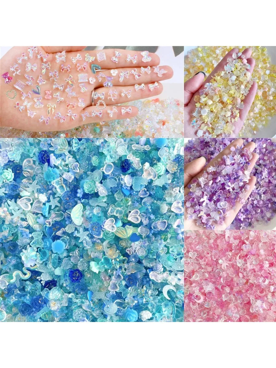 50 Stück 3D Bunte Gemischte Kawaii Harz-Nagelkunst-Strasssteine Charms Exquisite Acryl-Schmuck Nageldekorationen DIY Nagelzubehör