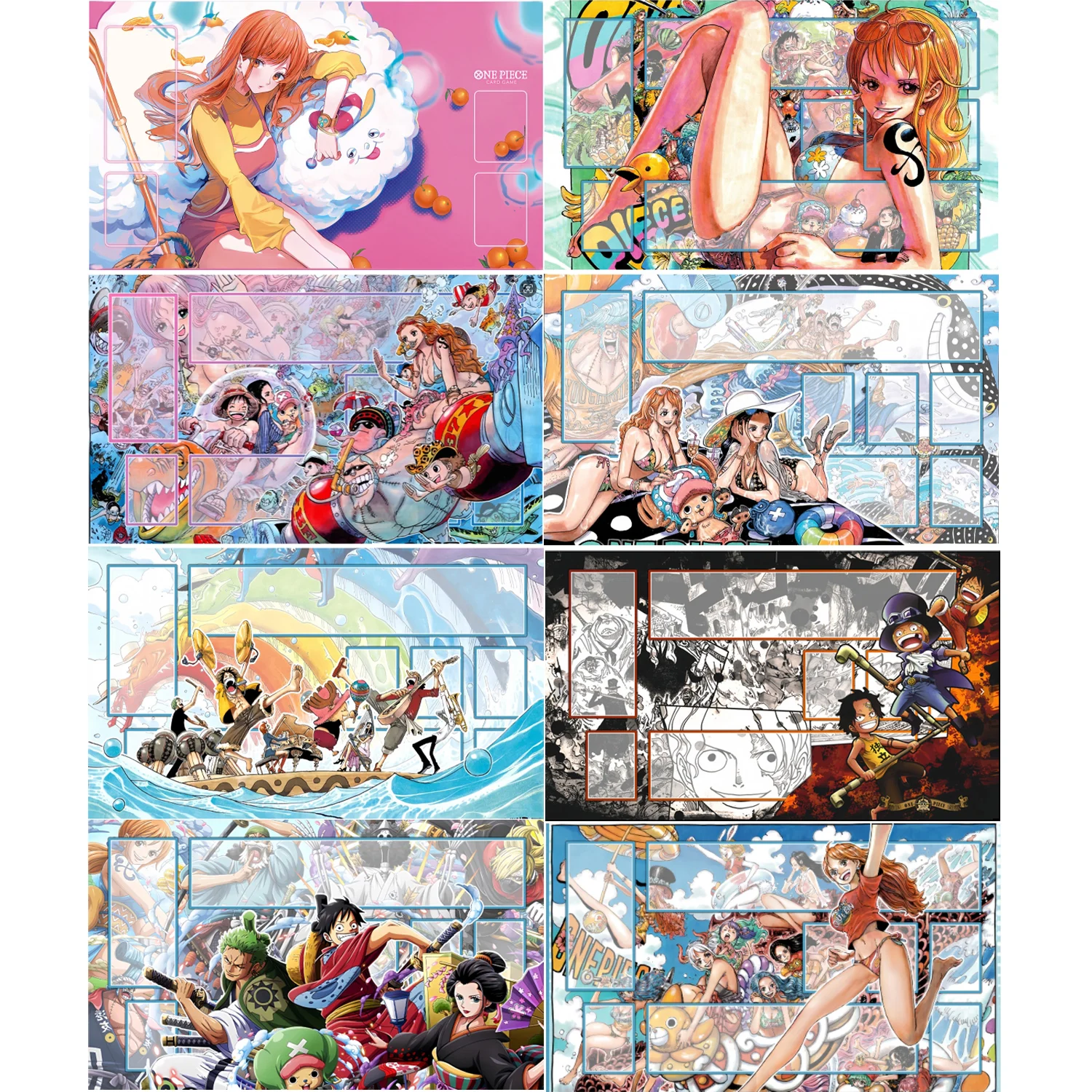 15 Styles 600*350*2mm Diy One Piece Play Mat - Nami Nico Robin Chopper Monkey D. Luffy Sabo OPCG Battle Card Mat Anime Gift