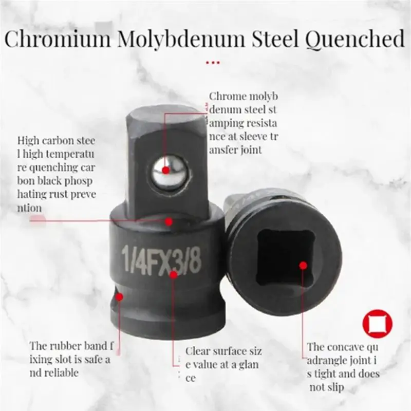 [HOT!】 6Pcs Adapter Pneumatic Sleeve Head 1/2 To 3/4 Black Plastic Box For Automobile Torque Mechanical Hardware Products Easy I