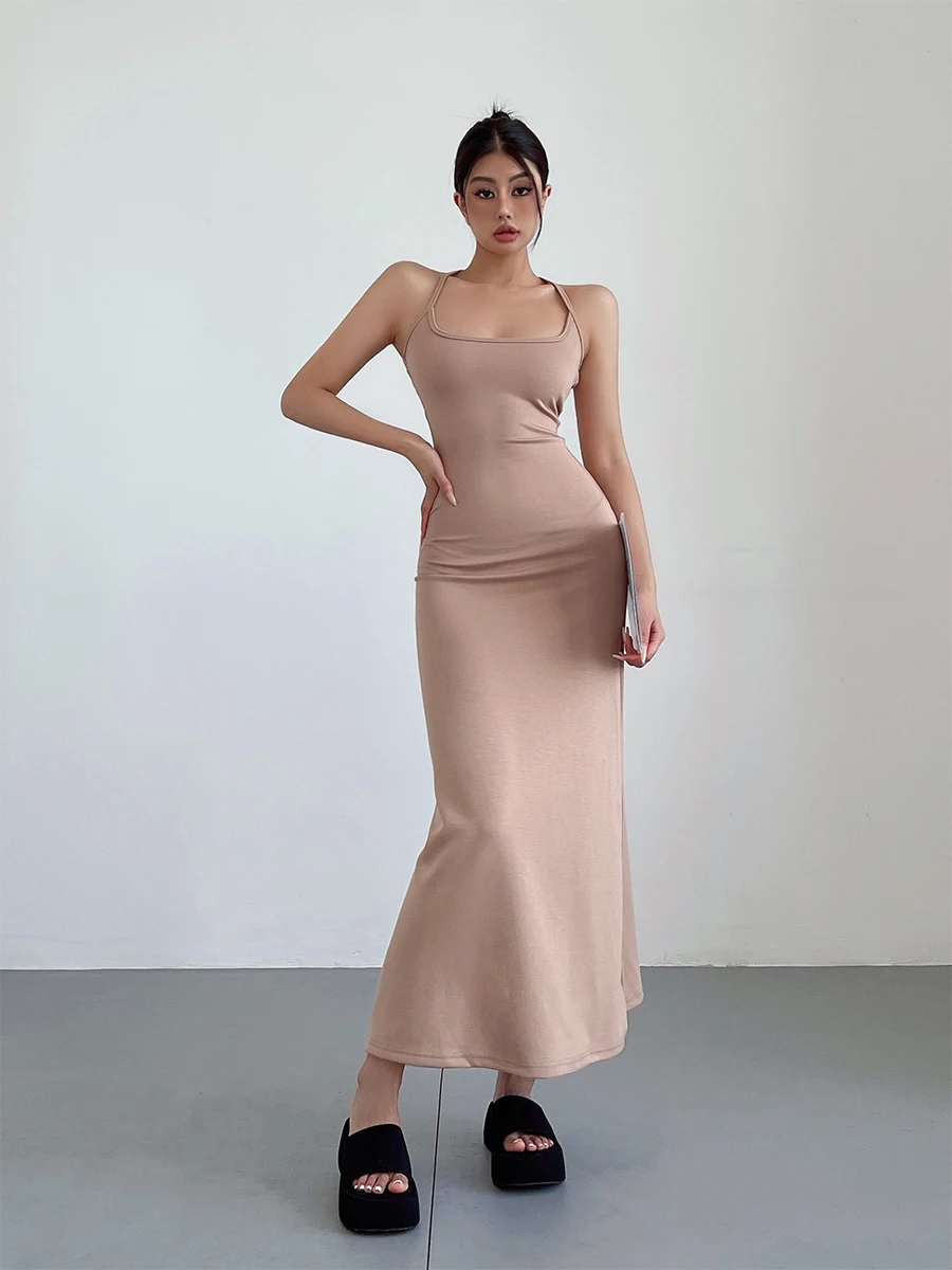 Women Pink Kim Kims Camis Slip Maxi Long Floor Length Dress