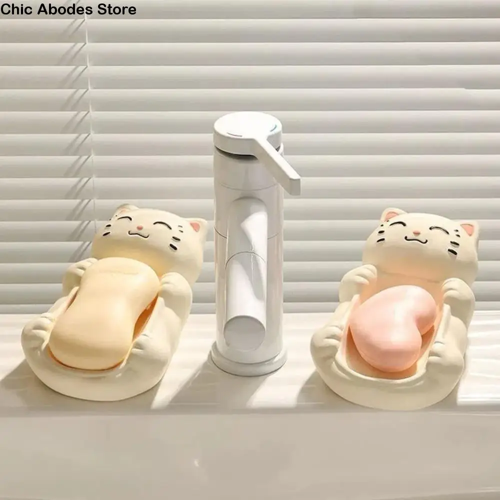 

Sink Soap Box Cartoon Ceramic Soap Box Delicate Non-Slip Soap Dish Waterproof Light Luxury Soap Holder Toilet
